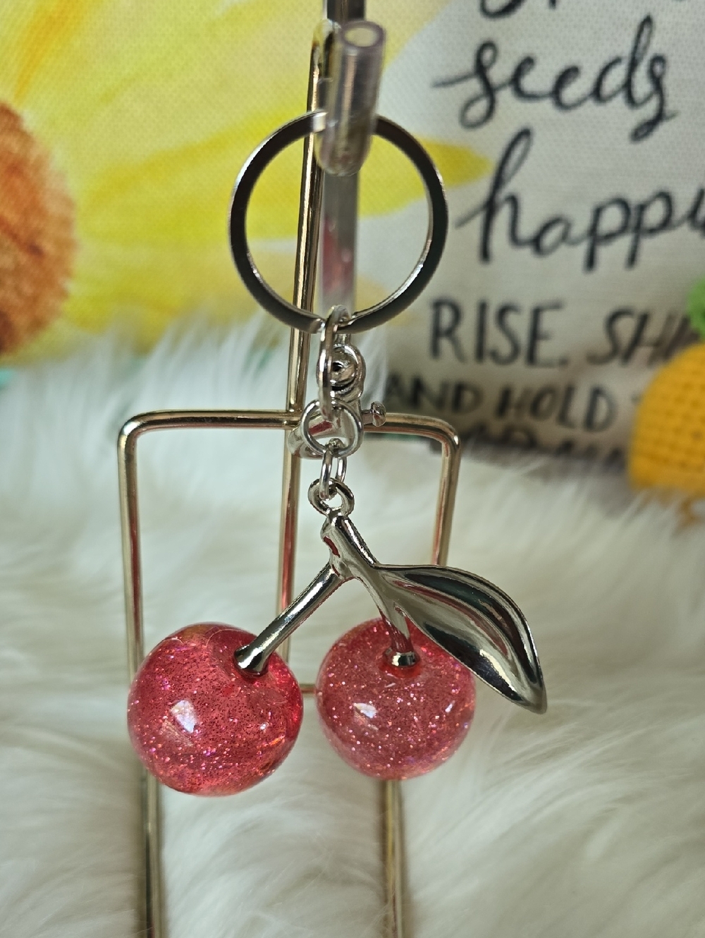 NWOT cherry Keychain Purse Charm - Picture 2 of 4